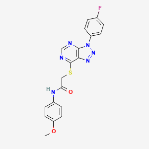 molecular formula C19H15FN6O2S B2480468 2-((3-(4-フルオロフェニル)-3H-[1,2,3]トリアゾロ[4,5-d]ピリミジン-7-イル)チオ)-N-(4-メトキシフェニル)アセトアミド CAS No. 863460-07-5