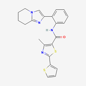 molecular formula C22H20N4OS2 B2480474 4-甲基-N-(2-(5,6,7,8-四氢咪唑并[1,2-a]吡啶-2-基)苯基)-2-(噻吩-2-基)噻唑-5-甲酰胺 CAS No. 2034298-90-1