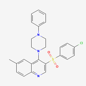 molecular formula C26H24ClN3O2S B2480475 3-((4-Chlorophenyl)sulfonyl)-6-methyl-4-(4-phenylpiperazin-1-yl)quinoline CAS No. 866845-21-8