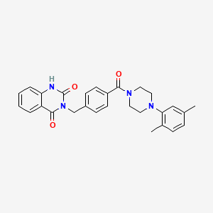 molecular formula C28H28N4O3 B2480478 3-(4-{[4-(2,5-dimethylphenyl)piperazin-1-yl]carbonyl}benzyl)quinazoline-2,4(1H,3H)-dione CAS No. 896353-44-9