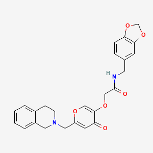 molecular formula C25H24N2O6 B2480481 N-(benzo[d][1,3]dioxol-5-ylmethyl)-2-((6-((3,4-dihydroisoquinolin-2(1H)-yl)methyl)-4-oxo-4H-pyran-3-yl)oxy)acetamide CAS No. 898417-88-4
