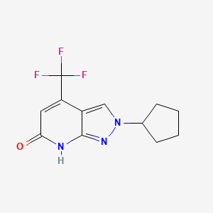 molecular formula C12H12F3N3O B2480505 2-Cyclopentyl-4-(trifluoromethyl)-2H-pyrazolo[3,4-b]pyridin-6(7H)-one CAS No. 1018126-65-2
