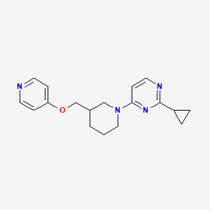 molecular formula C18H22N4O B2480507 2-Cyclopropyl-4-[3-(pyridin-4-yloxymethyl)piperidin-1-yl]pyrimidine CAS No. 2380096-92-2