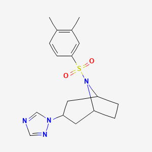 molecular formula C17H22N4O2S B2480517 (1R,5S)-8-((3,4-dimethylphenyl)sulfonyl)-3-(1H-1,2,4-triazol-1-yl)-8-azabicyclo[3.2.1]octane CAS No. 2309569-10-4