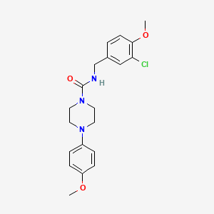 molecular formula C20H24ClN3O3 B2480520 N-(3-chloro-4-methoxybenzyl)-4-(4-methoxyphenyl)tetrahydro-1(2H)-pyrazinecarboxamide CAS No. 866132-07-2