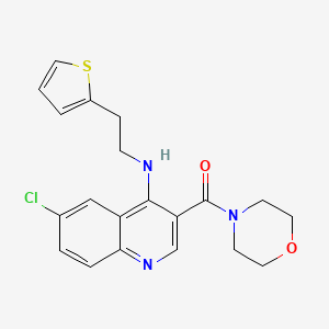 molecular formula C20H20ClN3O2S B2480522 (6-Chloro-4-{[2-(thiophen-2-yl)ethyl]amino}quinolin-3-yl)(morpholin-4-yl)methanone CAS No. 1326878-55-0
