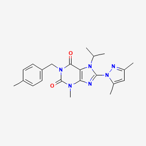 molecular formula C22H26N6O2 B2480524 8-(3,5-二甲基吡唑基)-3-甲基-7-(甲乙基)-1-[(4-甲基苯基)甲基]-1,3,7-三氢嘌呤-2,6-二酮 CAS No. 1014008-17-3