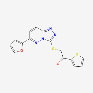 molecular formula C15H10N4O2S2 B2480526 2-[[6-(Furan-2-yl)-[1,2,4]triazolo[4,3-b]pyridazin-3-yl]sulfanyl]-1-thiophen-2-ylethanone CAS No. 891099-68-6