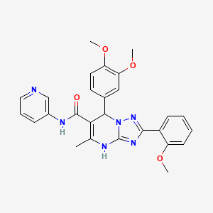 molecular formula C27H26N6O4 B2480527 7-(3,4-dimethoxyphenyl)-2-(2-methoxyphenyl)-5-methyl-N-(pyridin-3-yl)-4,7-dihydro-[1,2,4]triazolo[1,5-a]pyrimidine-6-carboxamide CAS No. 539798-39-5