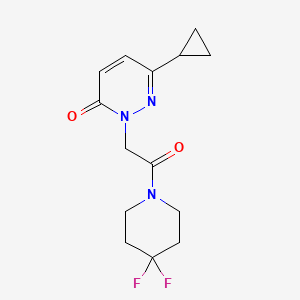 molecular formula C14H17F2N3O2 B2480529 6-cyclopropyl-2-(2-(4,4-difluoropiperidin-1-yl)-2-oxoethyl)pyridazin-3(2H)-one CAS No. 2034296-86-9