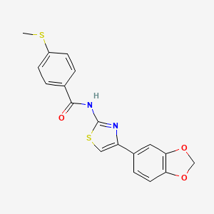 molecular formula C18H14N2O3S2 B2480536 N-(4-(苯并[d][1,3]二氧杂环戊-5-基)噻唑-2-基)-4-(甲硫基)苯甲酰胺 CAS No. 896351-33-0