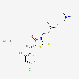 molecular formula C17H19Cl3N2O3S2 B2480541 (Z)-2-(dimethylamino)ethyl 3-(5-(2,4-dichlorobenzylidene)-4-oxo-2-thioxothiazolidin-3-yl)propanoate hydrochloride CAS No. 308840-90-6