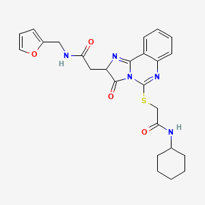 molecular formula C25H27N5O4S B2480550 2-[5-[2-(cyclohexylamino)-2-oxoethyl]sulfanyl-3-oxo-2H-imidazo[1,2-c]quinazolin-2-yl]-N-(furan-2-ylmethyl)acetamide CAS No. 1024504-62-8