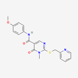 molecular formula C19H18N4O3S B2480551 N-(4-甲氧基苯基)-1-甲基-6-氧代-2-((吡啶-2-基甲基)硫)-1,6-二氢嘧啶-5-甲酰胺 CAS No. 891108-21-7