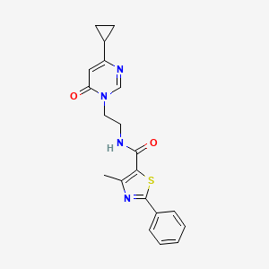 molecular formula C20H20N4O2S B2480553 N-(2-(4-cyclopropyl-6-oxopyrimidin-1(6H)-yl)ethyl)-4-methyl-2-phenylthiazole-5-carboxamide CAS No. 2034511-22-1