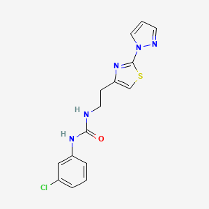 molecular formula C15H14ClN5OS B2480555 1-(2-(2-(1H-吡唑-1-基)噻唑-4-基)乙基)-3-(3-氯苯基)脲 CAS No. 1428348-12-2