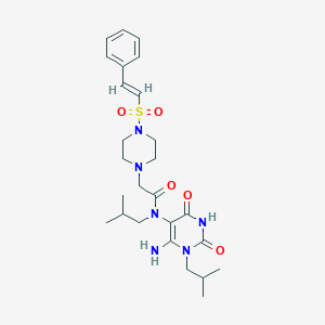 N-[6-amino-1-(2-methylpropyl)-2,4-dioxopyrimidin-5-yl]-N-(2-methylpropyl)-2-[4-[(E)-2-phenylethenyl]sulfonylpiperazin-1-yl]acetamide