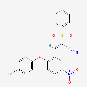 3-(2-(4-Bromophenoxy)-5-nitrophenyl)-2-(phenylsulfonyl)prop-2-enenitrile