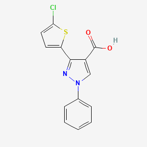 molecular formula C14H9ClN2O2S B2480572 3-(5-氯噻吩-2-基)-1-苯基-1H-吡唑-4-羧酸 CAS No. 882228-95-7