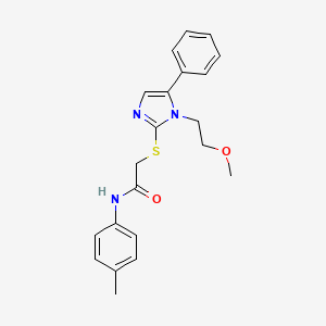 molecular formula C21H23N3O2S B2480574 2-((1-(2-methoxyethyl)-5-phenyl-1H-imidazol-2-yl)thio)-N-(p-tolyl)acetamide CAS No. 1207036-03-0