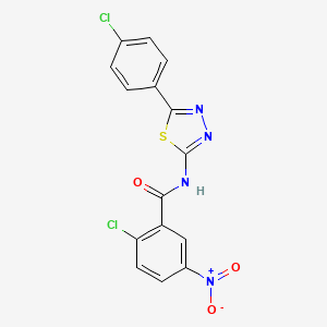 molecular formula C15H8Cl2N4O3S B2480603 2-chloro-N-[5-(4-chlorophenyl)-1,3,4-thiadiazol-2-yl]-5-nitrobenzamide CAS No. 392242-03-4