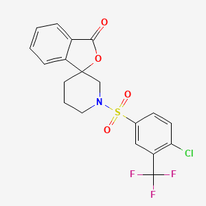 molecular formula C19H15ClF3NO4S B2480606 1'-((4-chloro-3-(trifluoromethyl)phenyl)sulfonyl)-3H-spiro[isobenzofuran-1,3'-piperidin]-3-one CAS No. 1797703-31-1