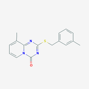 molecular formula C16H15N3OS B2480608 9-Methyl-2-[(3-methylphenyl)methylsulfanyl]pyrido[1,2-a][1,3,5]triazin-4-one CAS No. 896344-54-0