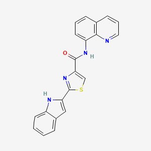 molecular formula C21H14N4OS B2480614 2-(1H-indol-2-yl)-N-(quinolin-8-yl)thiazole-4-carboxamide CAS No. 1171512-51-8