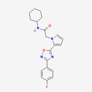molecular formula C20H21FN4O2 B2480626 N-cyclohexyl-2-{2-[3-(4-fluorophenyl)-1,2,4-oxadiazol-5-yl]-1H-pyrrol-1-yl}acetamide CAS No. 1260919-22-9