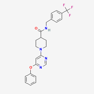 molecular formula C24H23F3N4O2 B2480636 1-(6-phenoxypyrimidin-4-yl)-N-[4-(trifluoromethyl)benzyl]piperidine-4-carboxamide CAS No. 1115999-00-2