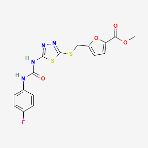 molecular formula C16H13FN4O4S2 B2480641 Methyl 5-[[5-[(4-Fluorphenyl)carbamoylamino]-1,3,4-thiadiazol-2-yl]sulfanylmethyl]furan-2-carboxylat CAS No. 886937-08-2