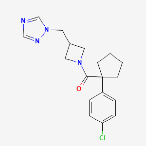 molecular formula C18H21ClN4O B2480655 (3-((1H-1,2,4-三唑-1-基)甲基)氮杂环丁烷-1-基)(1-(4-氯苯基)环戊基)甲酮 CAS No. 2320504-16-1