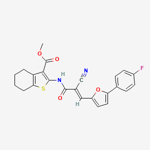 molecular formula C24H19FN2O4S B2480661 (E)-methyl 2-(2-cyano-3-(5-(4-fluorophenyl)furan-2-yl)acrylamido)-4,5,6,7-tetrahydrobenzo[b]thiophene-3-carboxylate CAS No. 463351-17-9