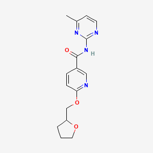molecular formula C16H18N4O3 B2480666 N-(4-methylpyrimidin-2-yl)-6-((tetrahydrofuran-2-yl)methoxy)nicotinamide CAS No. 2034360-11-5