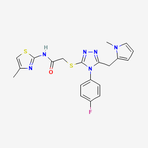 2-((4-(4-fluorophenyl)-5-((1-methyl-1H-pyrrol-2-yl)methyl)-4H-1,2,4-triazol-3-yl)thio)-N-(4-methylthiazol-2-yl)acetamide