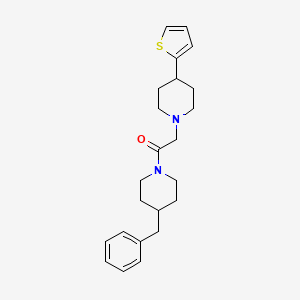 molecular formula C23H30N2OS B2480681 1-(4-苄基哌啶-1-基)-2-(4-(噻吩-2-基)哌啶-1-基)乙酮 CAS No. 1396860-31-3