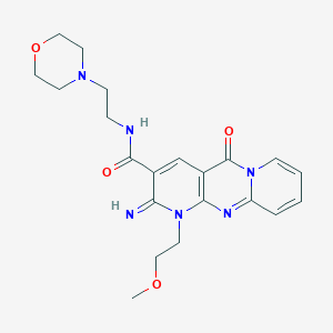 molecular formula C21H26N6O4 B2480682 2-imino-1-(2-methoxyethyl)-N-(2-morpholinoethyl)-5-oxo-2,5-dihydro-1H-dipyrido[1,2-a:2',3'-d]pyrimidine-3-carboxamide CAS No. 867136-78-5