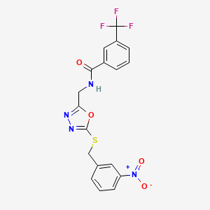 N-((5-((3-nitrobenzyl)thio)-1,3,4-oxadiazol-2-yl)methyl)-3-(trifluoromethyl)benzamide