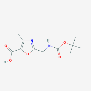 molecular formula C11H16N2O5 B2480689 4-Methyl-2-[[(2-methylpropan-2-yl)oxycarbonylamino]methyl]-1,3-oxazole-5-carboxylic acid CAS No. 2383165-04-4