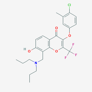 3-(4-Chloro-3-methylphenoxy)-8-[(dipropylamino)methyl]-7-hydroxy-2-(trifluoromethyl)chromen-4-one