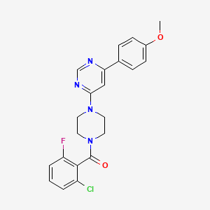 molecular formula C22H20ClFN4O2 B2480701 (2-クロロ-6-フルオロフェニル)(4-(6-(4-メトキシフェニル)ピリミジン-4-イル)ピペラジン-1-イル)メタノン CAS No. 1351634-08-6