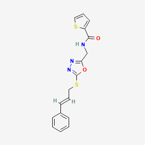 (E)-N-((5-(cinnamylthio)-1,3,4-oxadiazol-2-yl)methyl)thiophene-2-carboxamide