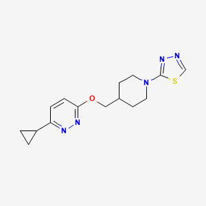 molecular formula C15H19N5OS B2480706 2-[4-[(6-Cyclopropylpyridazin-3-yl)oxymethyl]piperidin-1-yl]-1,3,4-thiadiazole CAS No. 2319724-58-6