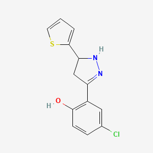 molecular formula C13H11ClN2OS B2480713 4-chloro-2-(5-(thiophen-2-yl)-4,5-dihydro-1H-pyrazol-3-yl)phenol CAS No. 610277-75-3