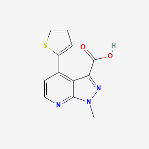 molecular formula C12H9N3O2S B2480717 1-甲基-4-(噻吩-2-基)-1H-吡唑啉[3,4-b]吡啶-3-甲酸 CAS No. 1356543-40-2