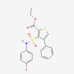 molecular formula C19H16FNO4S2 B2480724 乙酸-3-[(4-氟苯基)磺酰氨基]-4-苯基噻吩-2-羧酸酯 CAS No. 899971-36-9