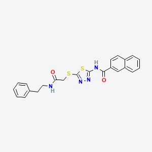 molecular formula C23H20N4O2S2 B2480729 N-(5-((2-氧代-2-(苯乙胺)乙基)硫代-1,3,4-噻二唑-2-基)-2-萘酰胺 CAS No. 868974-23-6