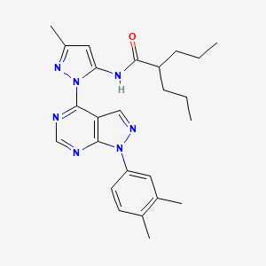 N-(1-(1-(3,4-dimethylphenyl)-1H-pyrazolo[3,4-d]pyrimidin-4-yl)-3-methyl-1H-pyrazol-5-yl)-2-propylpentanamide