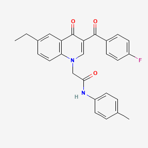 molecular formula C27H23FN2O3 B2480744 2-(6-ethyl-3-(4-fluorobenzoyl)-4-oxoquinolin-1(4H)-yl)-N-(p-tolyl)acetamide CAS No. 895652-82-1