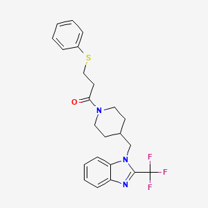 3-(phenylthio)-1-(4-((2-(trifluoromethyl)-1H-benzo[d]imidazol-1-yl)methyl)piperidin-1-yl)propan-1-one